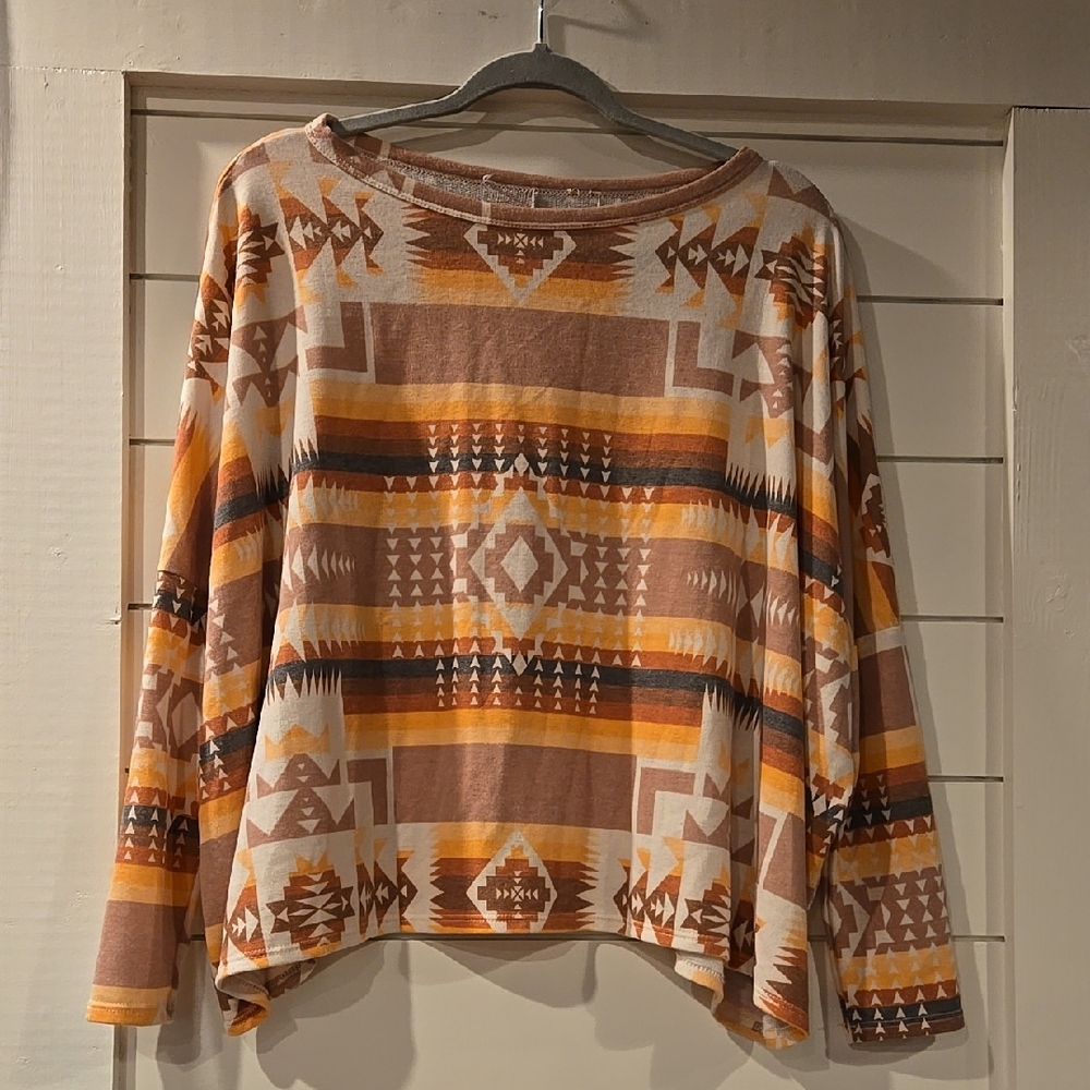 Tribal Print Brown and Orange Women's Top